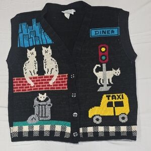 Black Graphic Knit Vest